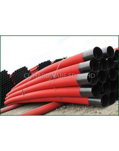 4" X 6M DOUBLE WALL CORRUGATED CABLE PIPE C/W SOCKET [BBB]