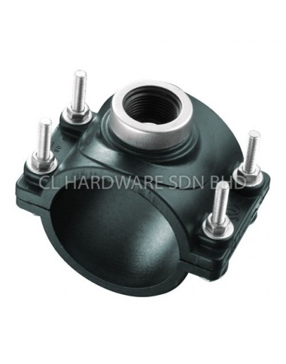 160MM X 1" HDPE CLAMP SADDLE [PENGUIN]